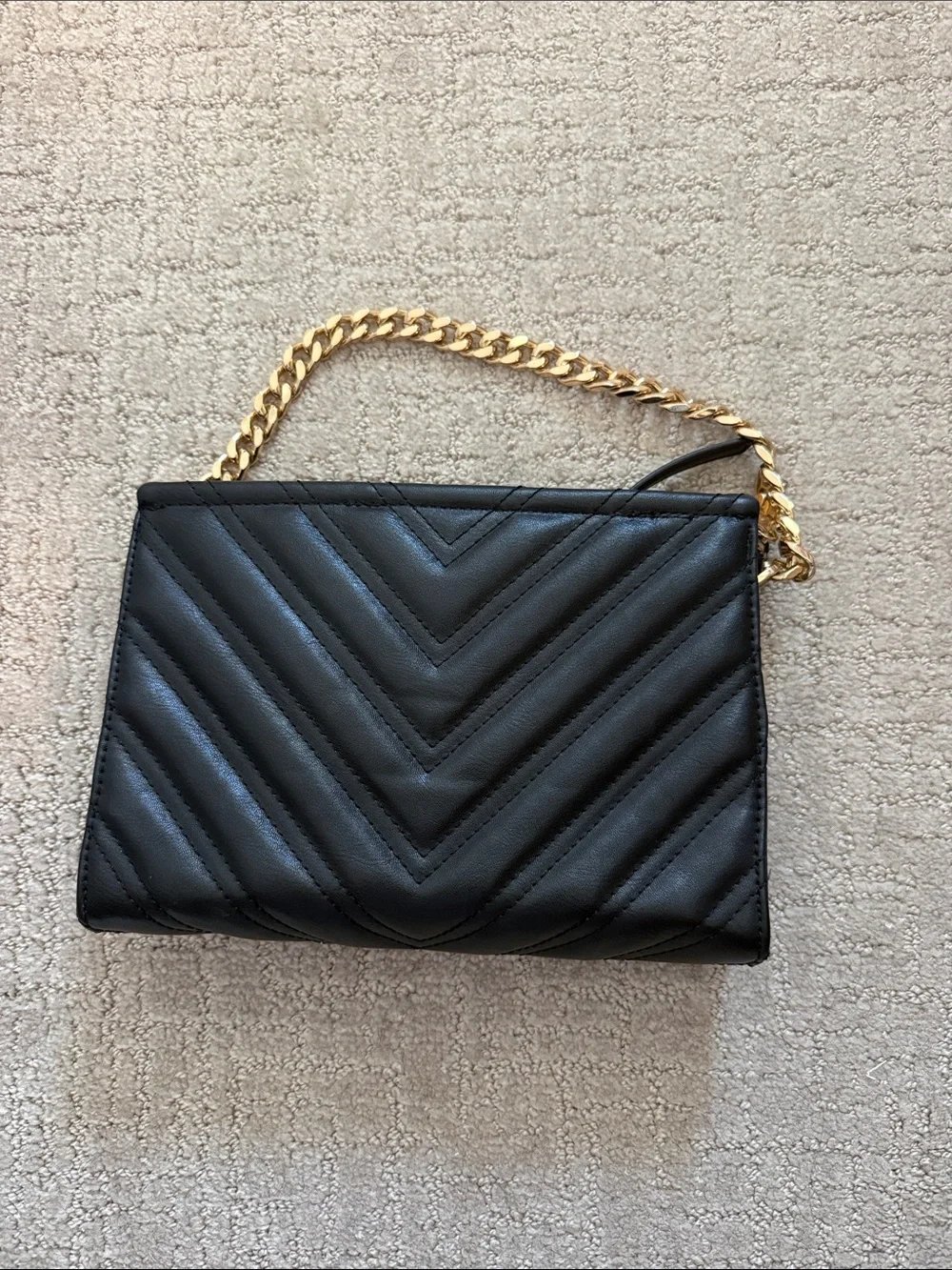 Black Quilted Leather Chain-Handle Women’s Shoulder Bag
